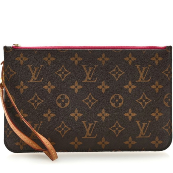 This is an authentic LOUIS VUITTON Monogram Neverfull MM GM Pochette in Pivoine. - Picture 2 of 7